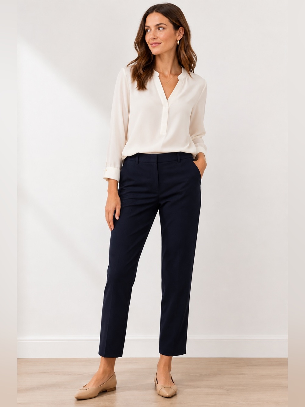 Lauren Ralph Lauren Pants Womens 2 Navy Straight Leg Tailored Trousers Corpcore